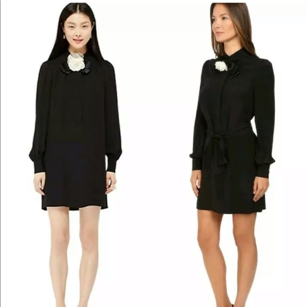 Kate Spade Rosette bow silk silk shift shirt dress